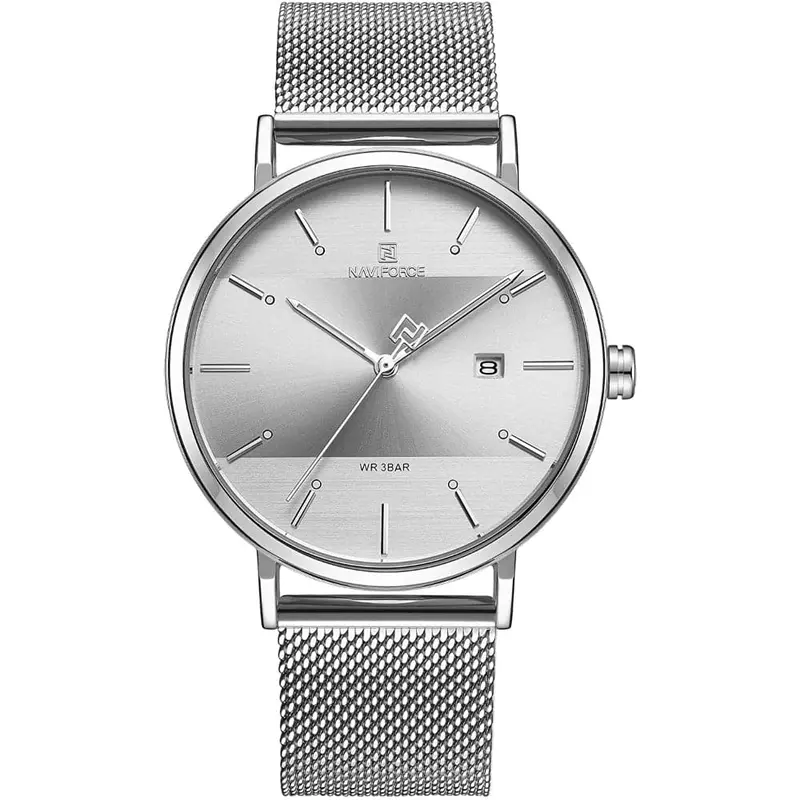 Naviforce Nf3008l S/W Silver Mesh Strap Unisex's Watch 1