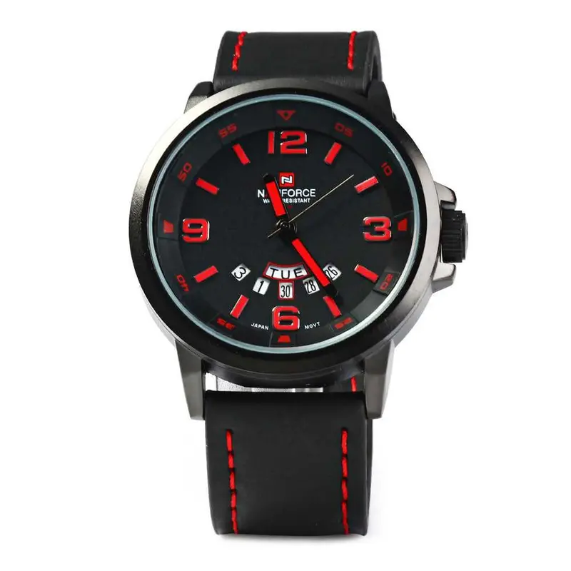 Naviforce Nf9028 B/B/R Black Leather Men's Watch 1