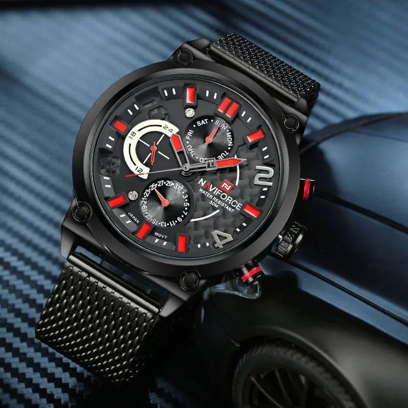 Naviforce Nf9068s B/R/B Men's Watch 2
