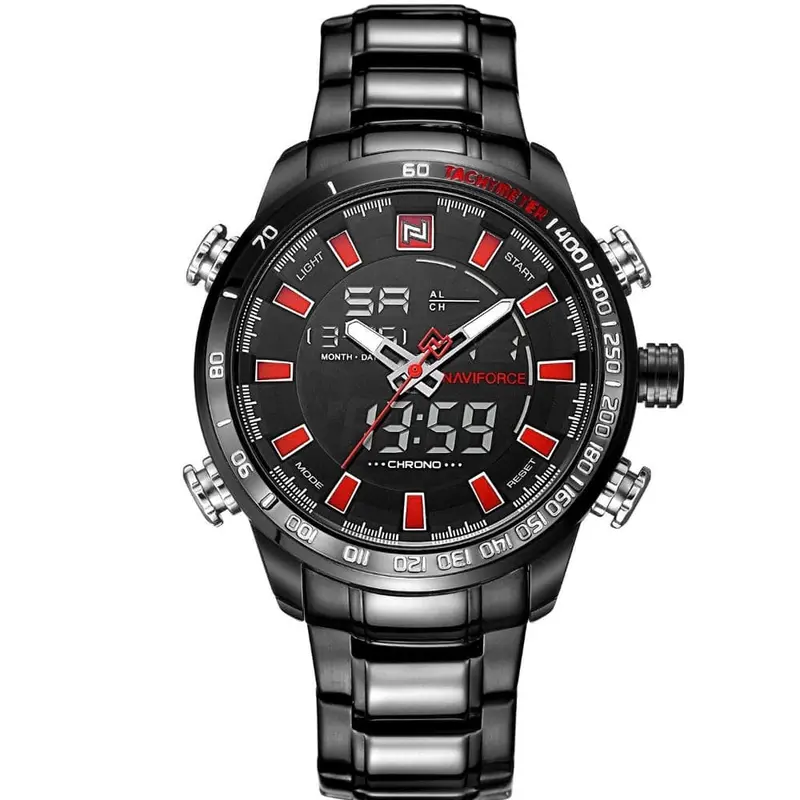 Naviforce Nf9093 B/B/R Black Stainless Steel Men's Watch 1