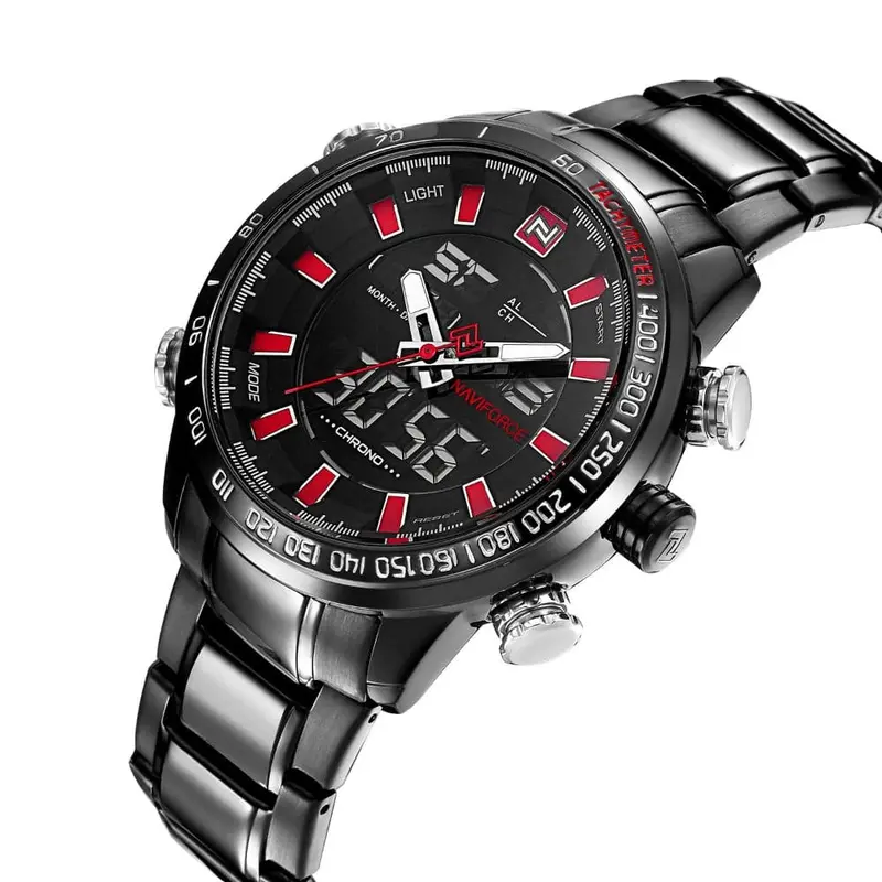 Naviforce Nf9093 B/B/R Black Stainless Steel Men's Watch 2