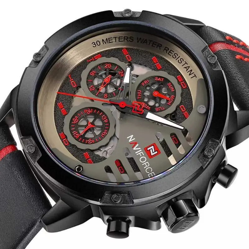Naviforce Nf9110 B/R/B Men's Chronograph Watch 2