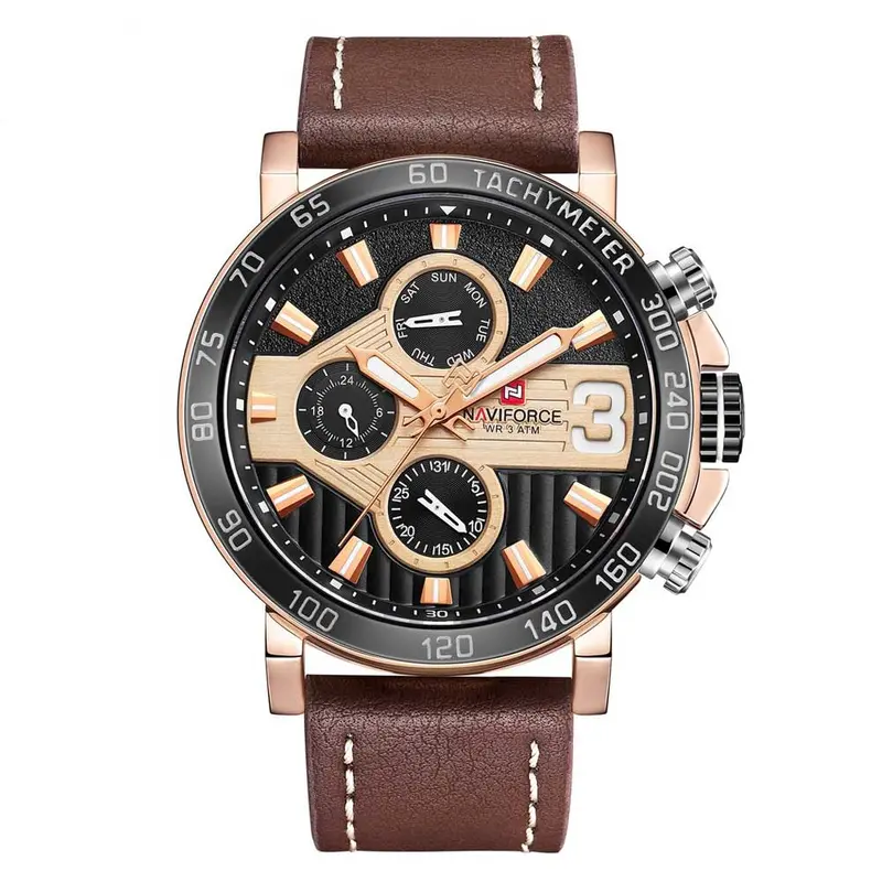 Naviforce Nf9137 Rg/B/Bn Brown Leather Men's Watch 1