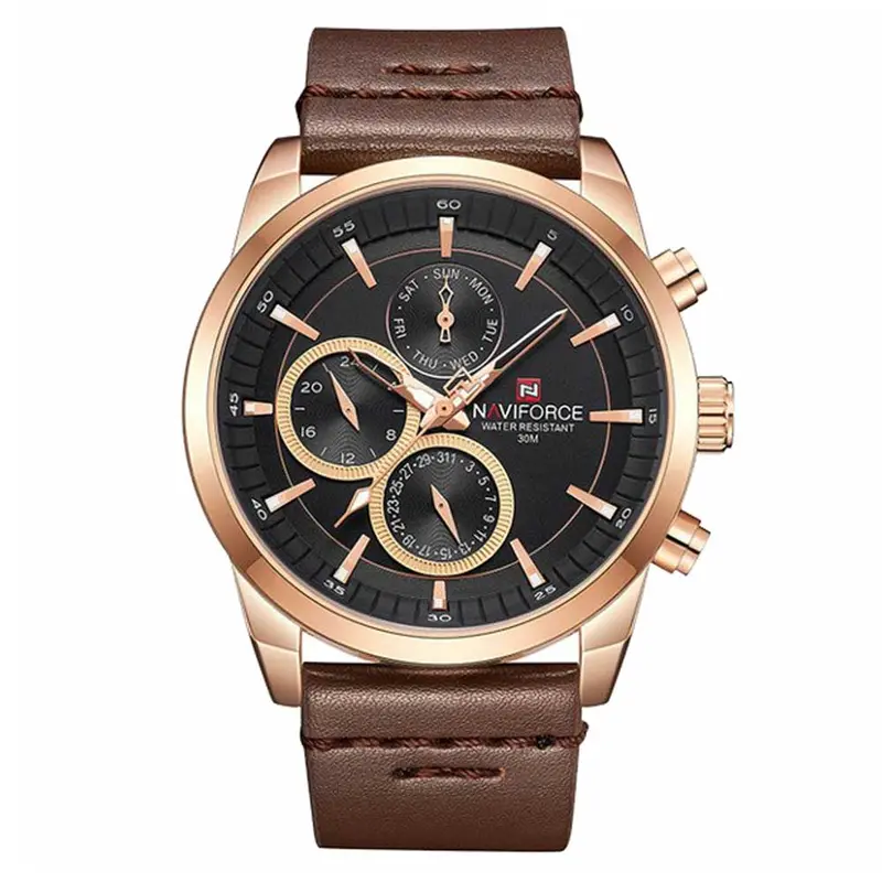 Naviforce Nf9148 Rg/B/D.Bn Brown Leather Men's Watch 1