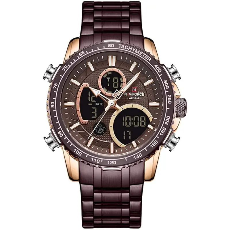 Naviforce Nf9182 Rg/Ce Coffe Stainless Steel Men's Watch 1