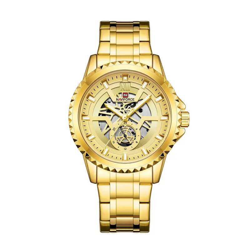 Naviforce Nf9186 G/G Gold Stainless Steel Bracelet Men's Watch 1