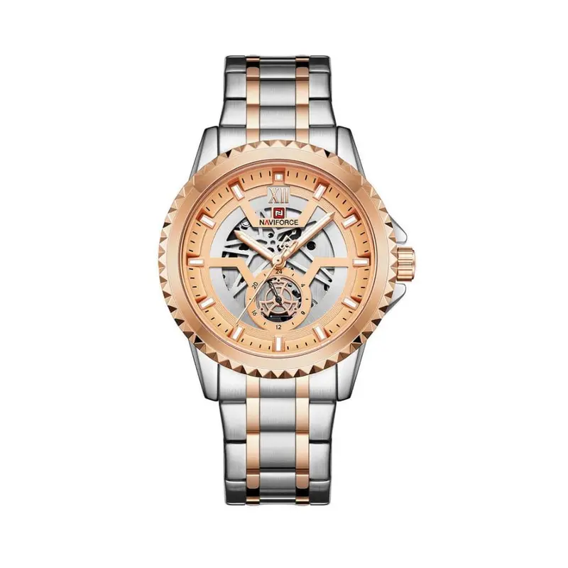 Naviforce Nf9186 S/Rg Two-Tone Metal Finish Stainless Steel Bracelet Men's Watch 1