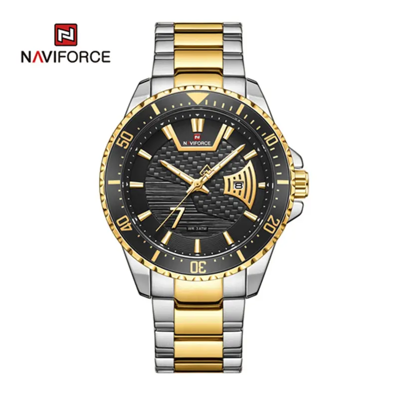 Naviforce Nf9191 S/G/B Quartz Black Dial  Two-Tone Stainless Steel Men's Watch 1