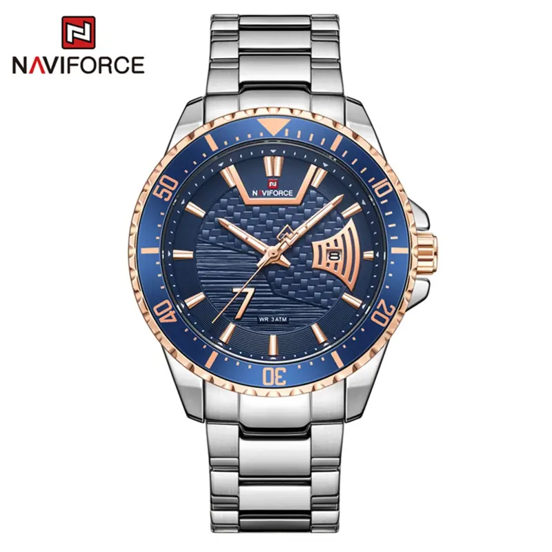 Naviforce Nf9191 S/Rg/Be Blue Dial Silver Stainless Steel Men's Watch 1