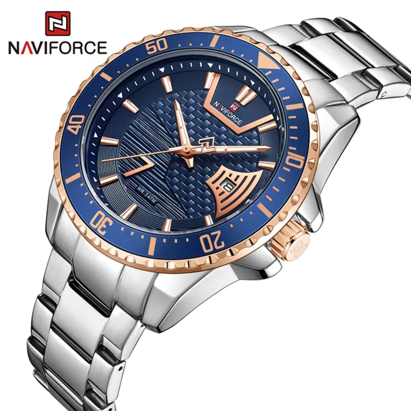 Naviforce Nf9191 S/Rg/Be Blue Dial Silver Stainless Steel Men's Watch 2
