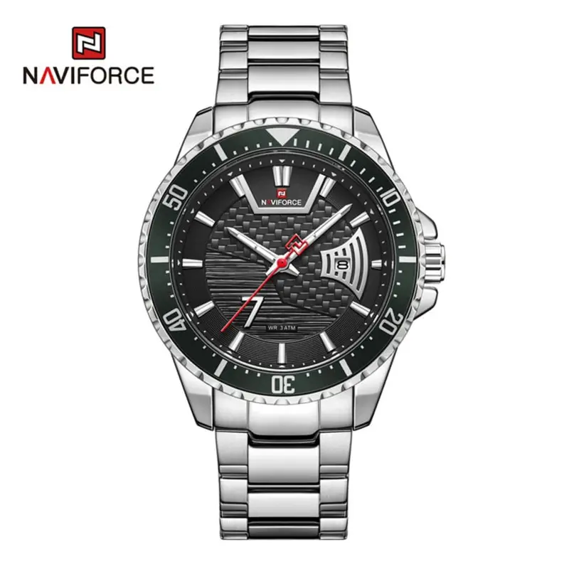 Naviforce Nf9191 S/S/B Quartz Black Dial Silver Stainless Steel Men's Watch 1
