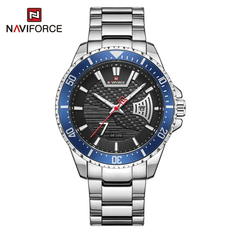 Naviforce Nf9191 S/S/Be Black Dial Silver Stainless Steel Men's Watch 1