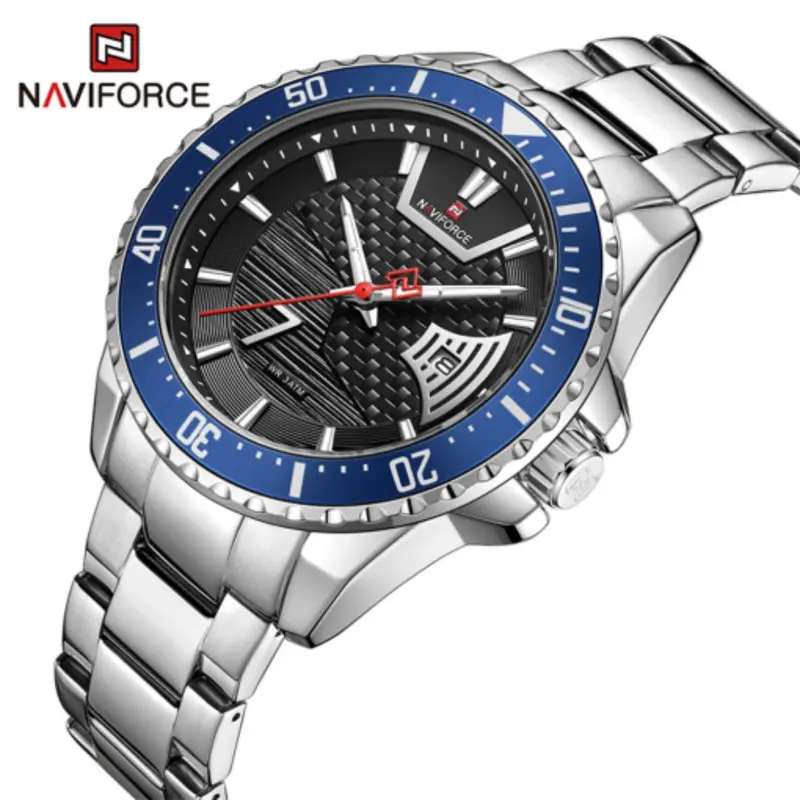 Naviforce Nf9191 S/S/Be Black Dial Silver Stainless Steel Men's Watch 2