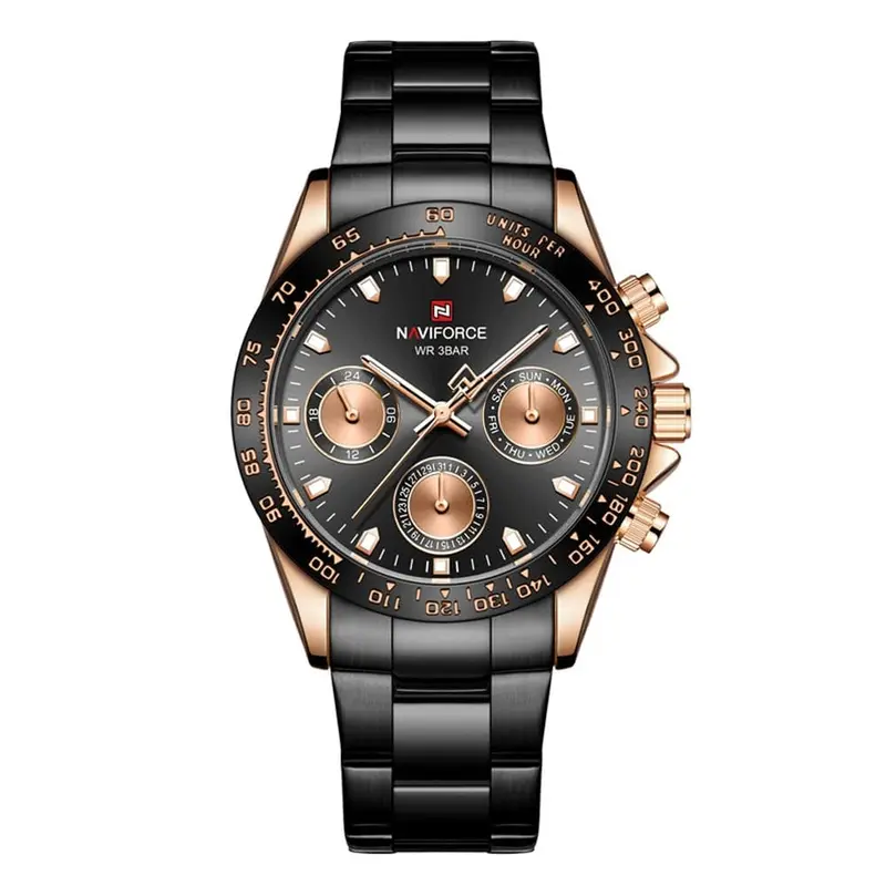 Naviforce Nf9193 Rg/B/B Black Stainless Steel Men's Watch 1