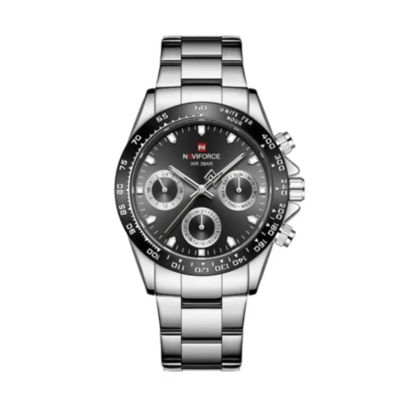 Naviforce Nf9193 S/B/B Chronograph Black Dial Metal Finish Stainless Steel Men's Watch 1
