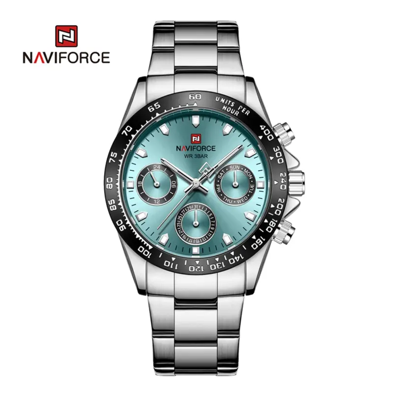 Naviforce Nf9193 S/B/Be Chronograph Blue Dial Metal Finish Stainless Steel Men's Watch 1