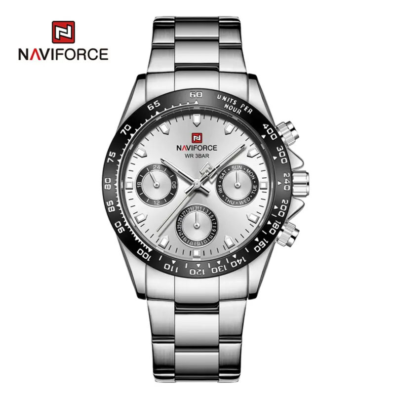 Naviforce Nf9193 S/B/W Silver Dial Metal Finish Stainless Steel Men's Watch 1