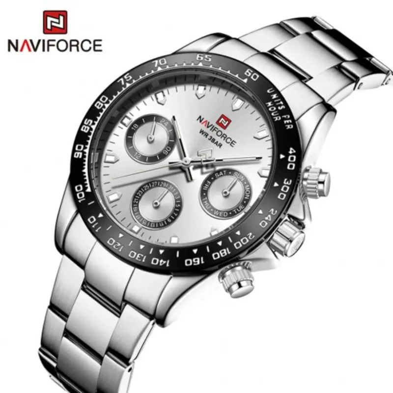Naviforce Nf9193 S/B/W Silver Dial Metal Finish Stainless Steel Men's Watch 2