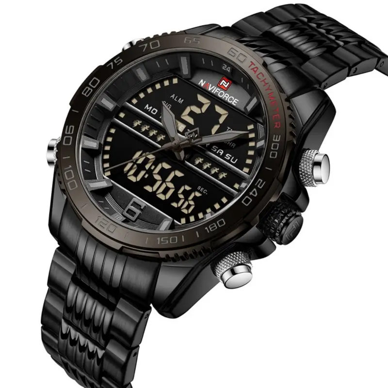 Naviforce Nf9195s B/B/B Black Stainless Steel Men Watch 2