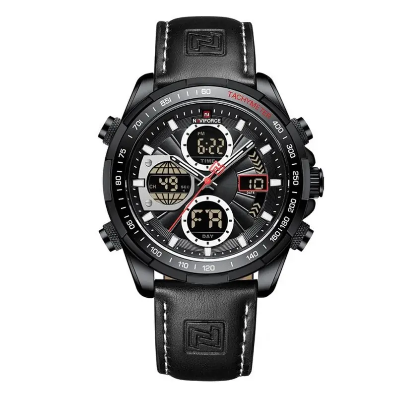 Naviforce Nf9197l B/W/B Military Sport Leather Men Watch 1