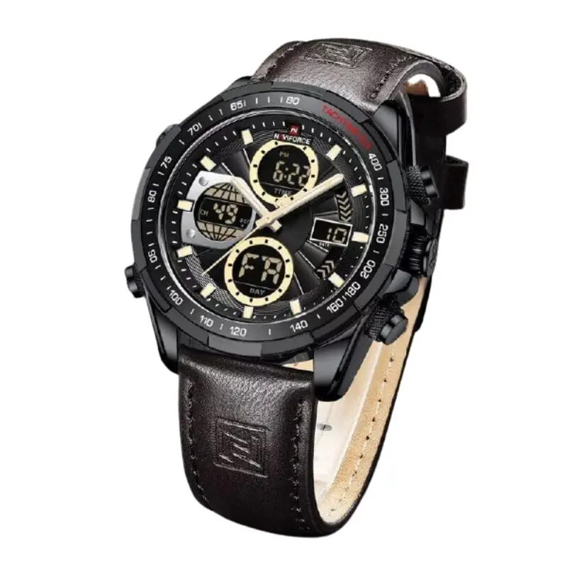 Naviforce Nf9197l B/Y/D.Bn Brown Leather Men Watch 1