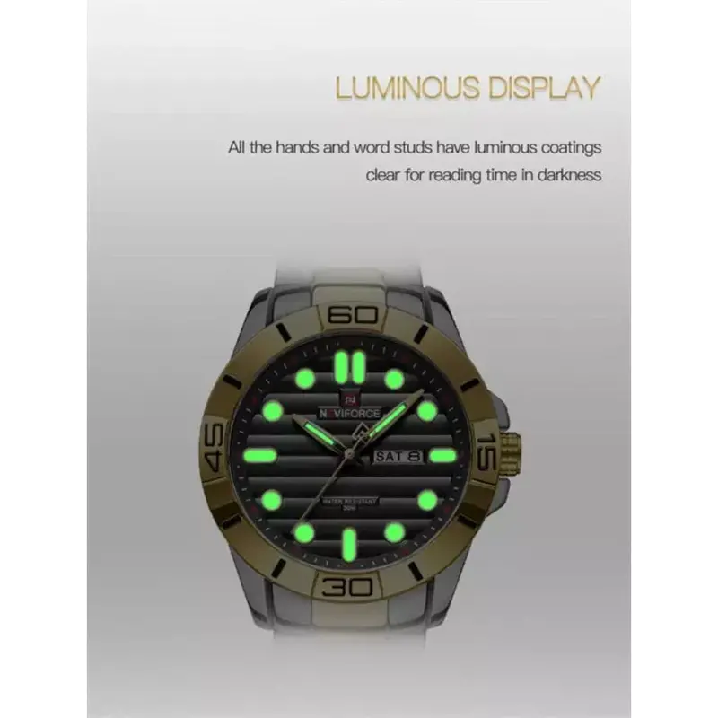 Naviforce Nf9198 G/B Quartz Steel Waterproof Chronograph Wristwatch For Men 2