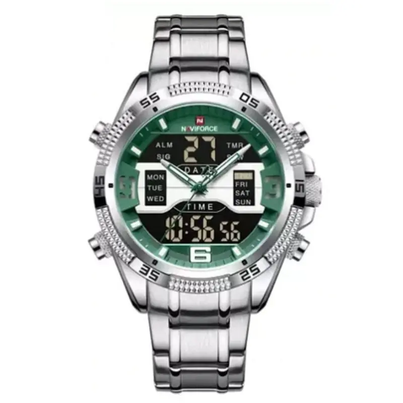 Naviforce Nf9201-S/Gn Digital Analog Calendar Green Men's Watch 1