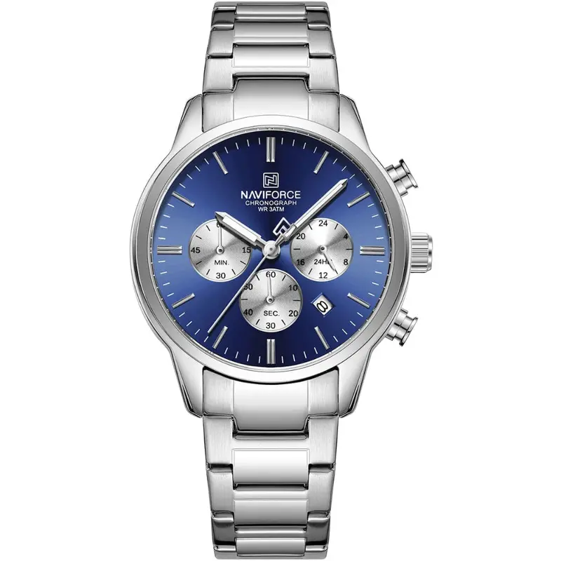 Naviforce Premium Blue Dial Stainless Steel Strap Men's Watch Nf8076 S/Be/S 1