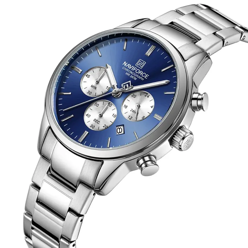 Naviforce Premium Blue Dial Stainless Steel Strap Men's Watch Nf8076 S/Be/S 2