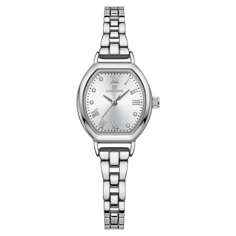 Naviforce Silver Dial Alloy Strap Women Watch Nf5035 S/W 1