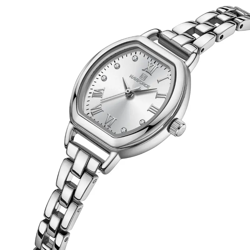 Naviforce Silver Dial Alloy Strap Women Watch Nf5035 S/W 2