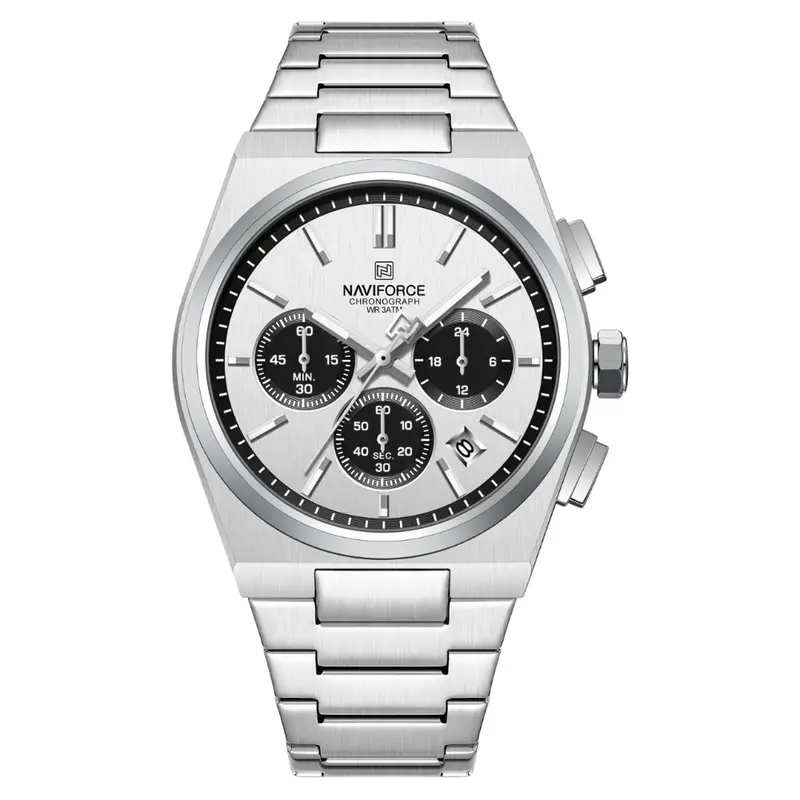 Naviforce Silver Dial Stainless Steel Strap Men's Watch Nf8048g S/W/S (40Mm) 1