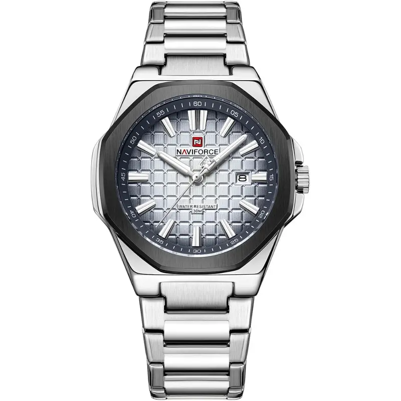 Naviforce Silver Dial Stainless Steel Strap Men's Watch Nf9258 S/W/S 1