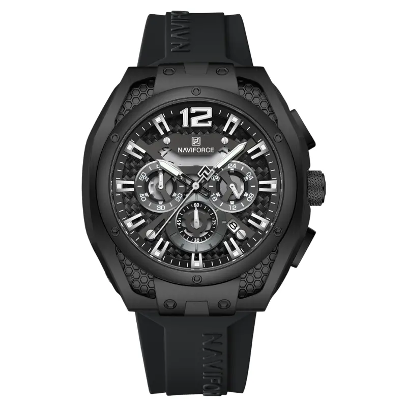 Naviforce Sports Style Black Fumed Silica Strap Men's Watch Nf8063 B/B/B 1