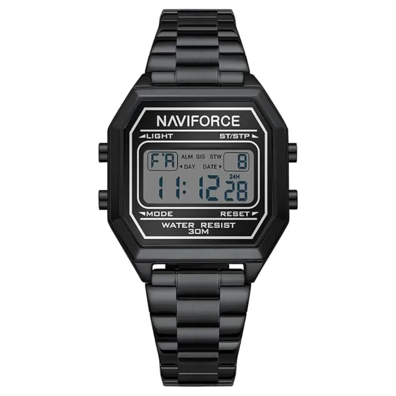 Naviforce Stylish Octagonal Black Women's Watch - Digital | Nf5063s B/B/B 1