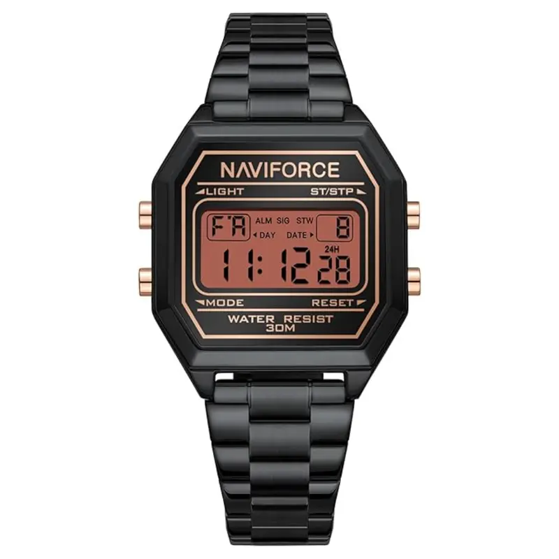 Naviforce Stylish Octagonal Black Women's Watch - Digital | Nf5063s B/Rg/B 1