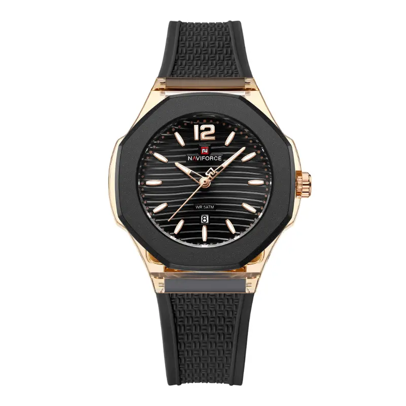 Naviforce Textura Black Fumed Silica Strap Women's Watch Nf6109 Rg/B/B 1