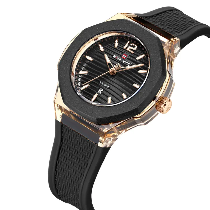 Naviforce Textura Black Fumed Silica Strap Women's Watch Nf6109 Rg/B/B 2