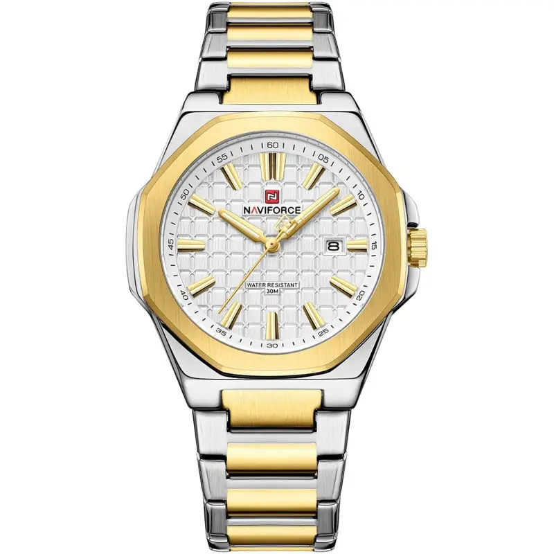 Naviforce White Dial Stainless Steel Strap Men's Watch Nf9258 G/W/G 1
