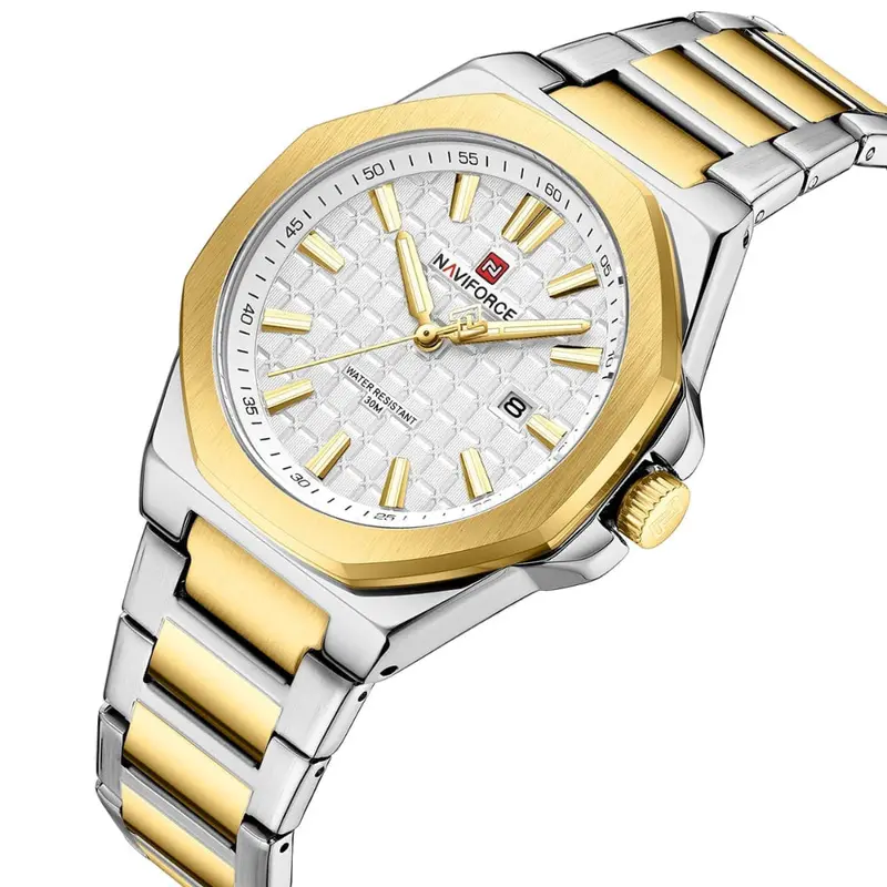 Naviforce White Dial Stainless Steel Strap Men's Watch Nf9258 G/W/G 2