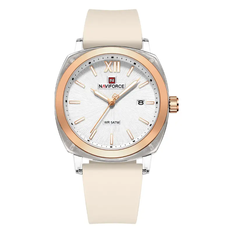 Naviforce Zoya Elegance Beige Fumed Silica Strap Women's Watch Nf6111 S/Bg 1