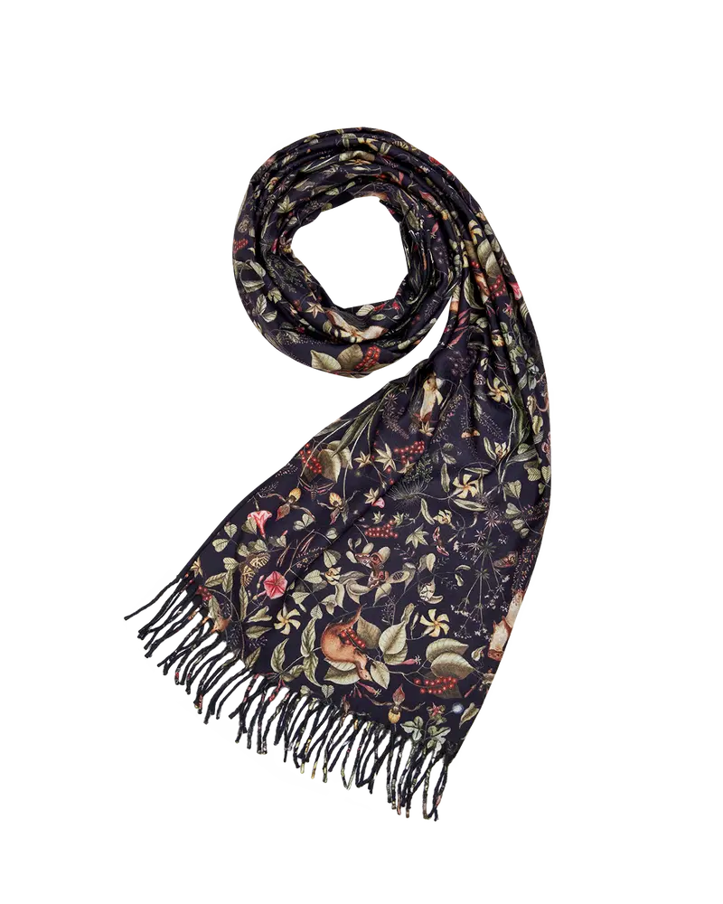 Navy Wolf Garden Tassel Scarf 1