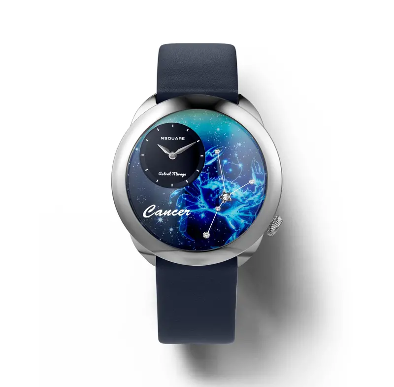 Nsquare Astral Cancer Blue Leather Men's Watch - N64.4 1