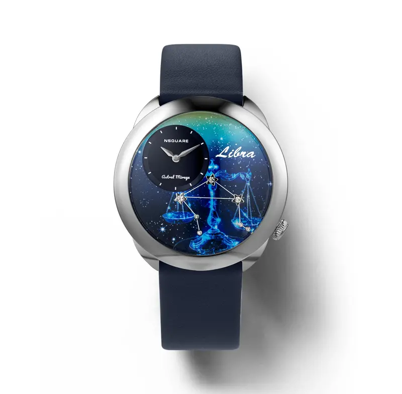 Nsquare Astral Libra Blue Leather Men's Watch - N64.7 1