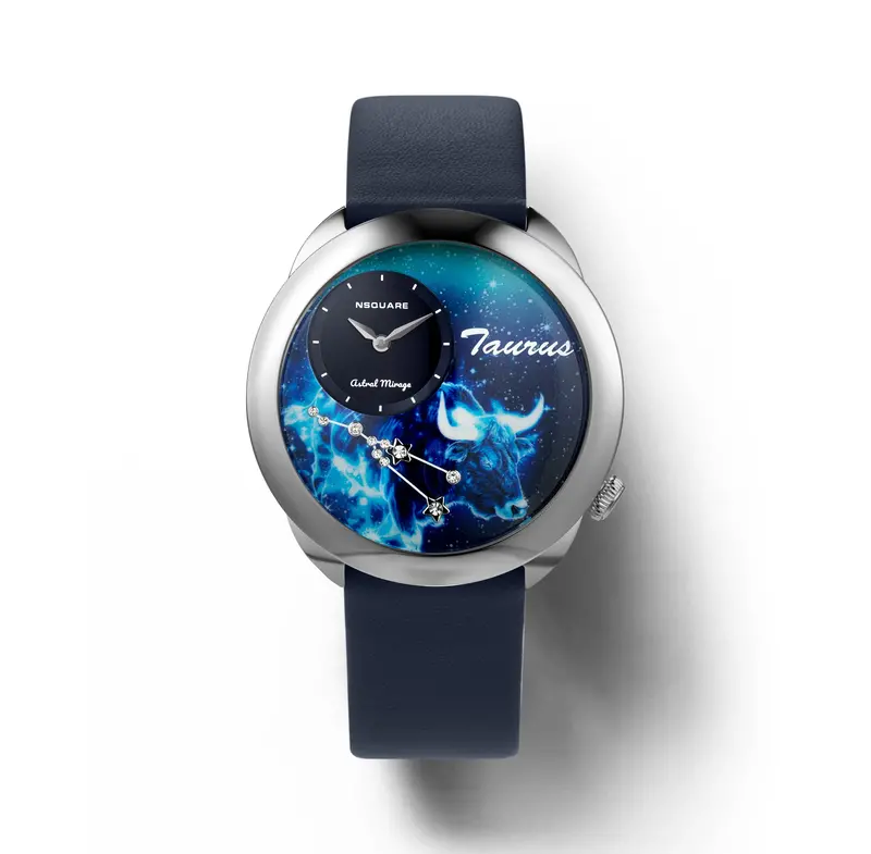 Nsquare Astral Mirage Taurus Blue Leather Men's Watch - N64.2 1