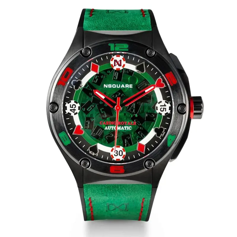 Nsquare Casino Royale Limited Edition Automatic 21 Jewels Limited Edition Men's Watch - N40.1 Green Strap 1