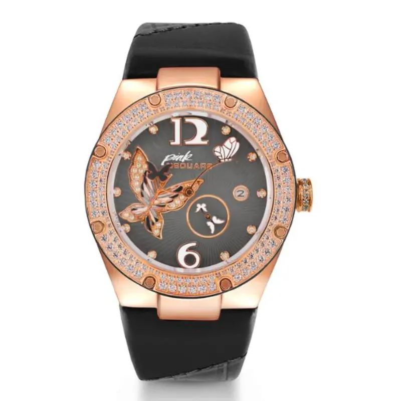Nsquare Gracefully Black Genuine Leather Strap Women's Watch - Np01.5 1