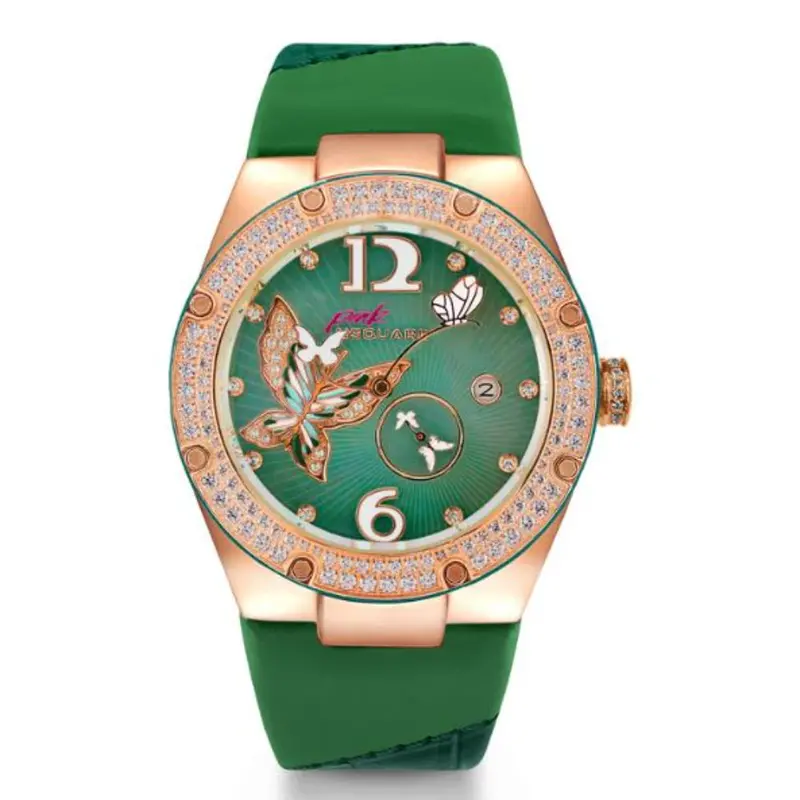 Nsquare Gracefully Green Genuine Leather Strap Women's Watch - Np01.4 1