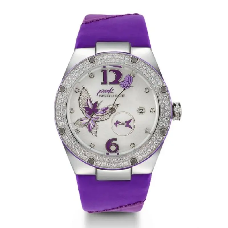 Nsquare Gracefully Purple Genuine Leather Strap Women's Watch - Np01.1 1