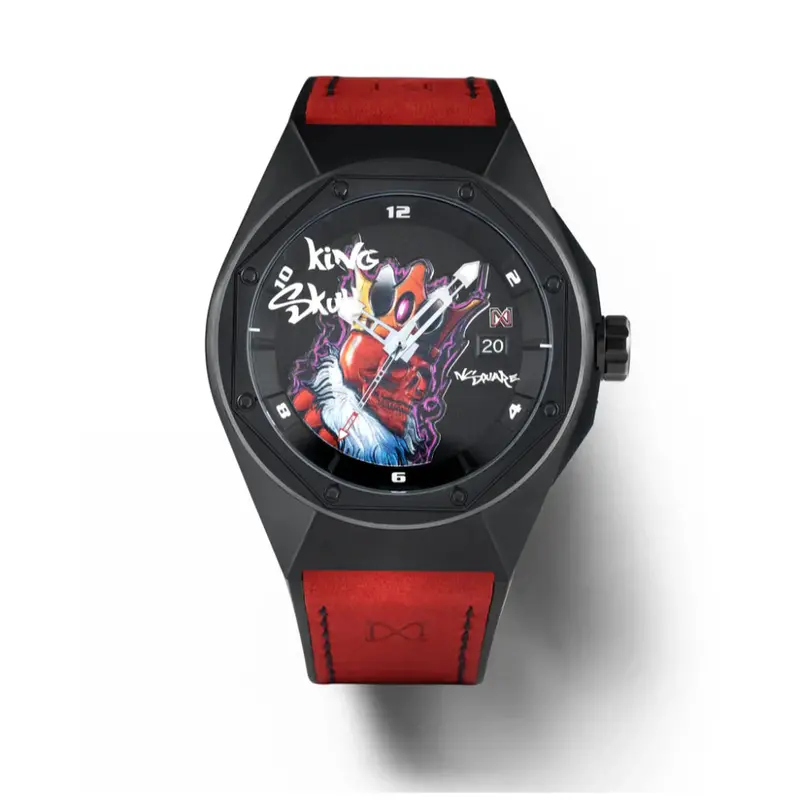 Nsquare King Skull Limited Edition Leather With Rubber Strap Men's Watch - N43.1 1